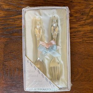Vintage Silver Plated Peter Rabbit Baby Fork & Spoon Set Collectible Keepsake